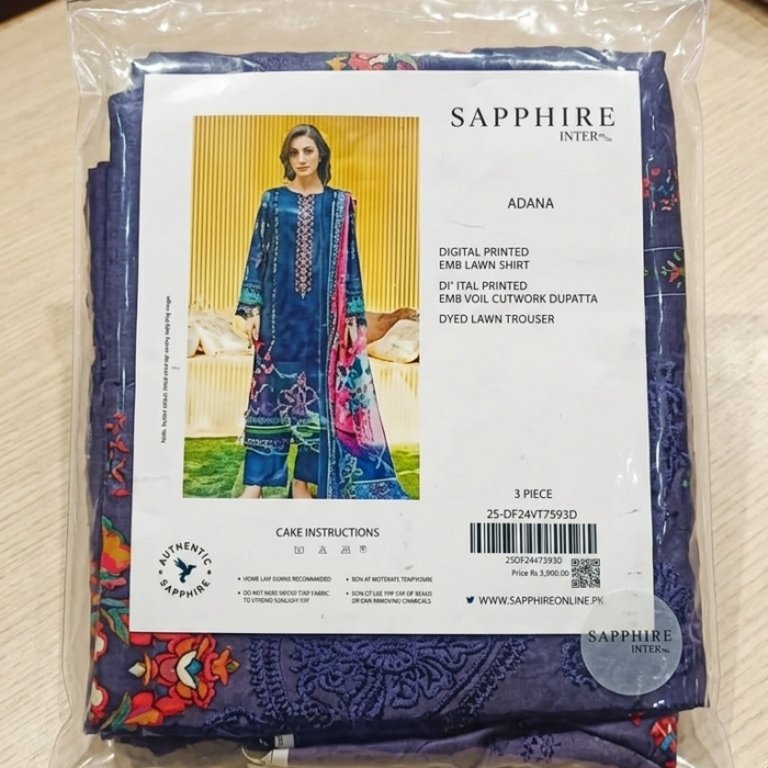 Sapphire Interm Adana Digital Printed Embroidered Suit