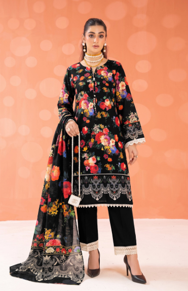 Premium black lawn suit set with matching printed dupatta and mandala border 8. Search Keywords black lawn suit online Pakistan unstitched 3 piece lawn suit multicolor floral print lawn suit lace border lawn suit mandala print dupatta suit summer lawn collection 2026 premium unstitched suit online Pakistani lawn suit with floral print lawn suit for evening wear buy 3 piece lawn suit online